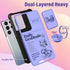 (2in1 for Samsung Galaxy S21 Ultra Case for Women Cute Girls Butterfly Phone Cover Pretty Girly Purple Butterfly Design with Camera Cover+ Ring St...