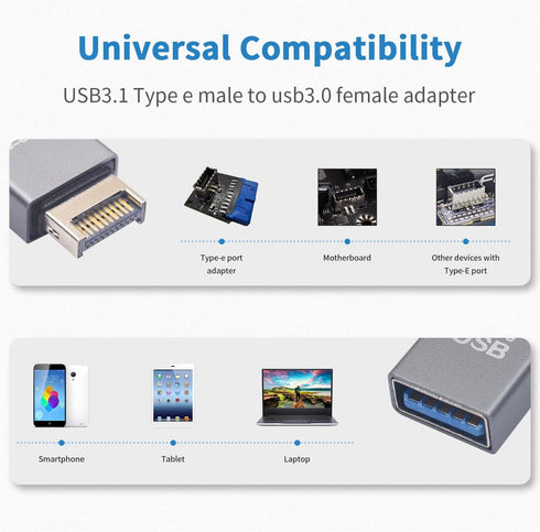 Duttek USB 3.1 Motherboard Adapter Converter 1 Pack, 10Gbps High Speed 3.1 USB Type-E Male to USB3.0 Female Motherboard Internal Adapter for Compu...