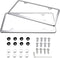 License Plate Frames, Indeed BUY 2 Pcs 4 Holes Slim Stainless Steel Polish Mirror License Plate Frame and Chrome Screw Caps...