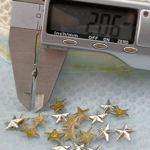Beadsland Hotfix Iron On, Flat Back Stars Studs - 1/4" Flatback Glue on Studs 300pcs (Silver, 12x12mm)...