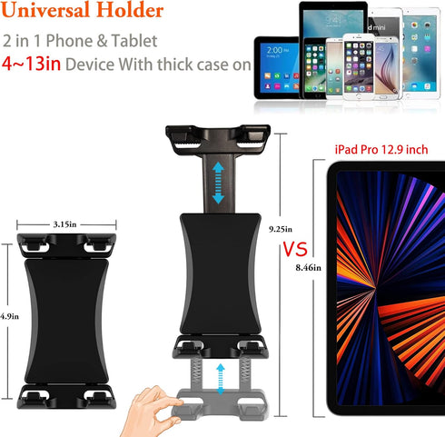 Peastrex Ipad Holder for Mic Stand, Tablet Phone Holder Micophone Music Stand Mount Adjustable Rotatabe with Super Handle Clamp for iPad Pro 12.9 ...