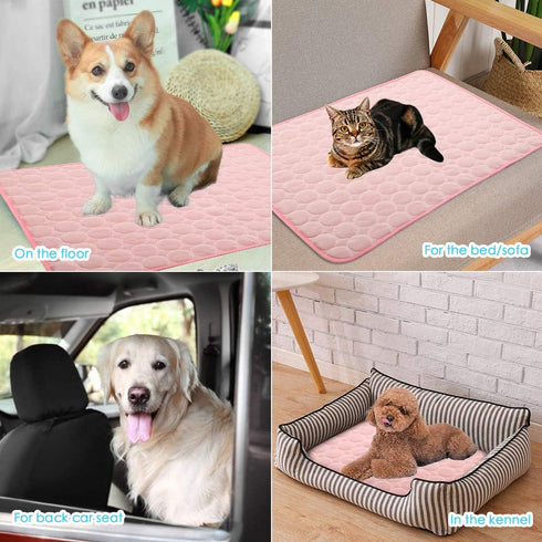 SOMOYA Dog Self Cooling Mat Pet Washable Pads Blanket Hot Weather Sleeping Kennel Mat,Ice Silk Sleep Mat Pad Non-Toxic Breathable Sleep Bed for La...