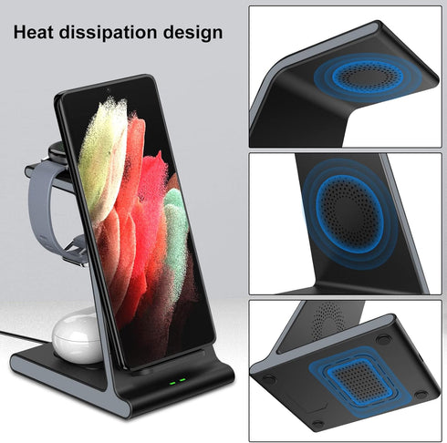 Wireless Charger for Samsung, 3 in 1 Wireless Charging Station for Samsung Galaxy S23 Ultra/S23 /S21/S22 Ulitra/Fold 4, Charger for Samsung Galaxy...