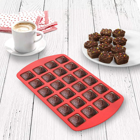 SILIVO Bite-Size Silicone Brownie Pan with Dividers - 2 Pack 24-Cavity Non-Stick Mini Silicone Molds for Brownie Bites, Keto Fat Bombs, Fudges and...
