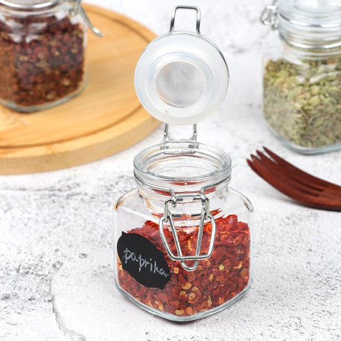 Glass Jars with Airtight Lids, 3.4 oz Small Spice Jars, 12 Pack Empty Mini Glass Bottles with Silicone Gasket, Herb Containers with Chalkboard Lab...