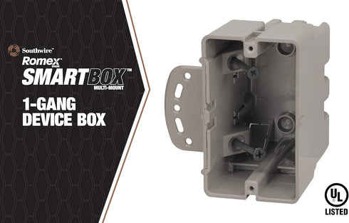 Southwire MSBMMT1G One Device Adjustable Depth, Heavy Duty 42lb Screws Included 1-Gang Multi-Mount Electrical Box, Gray...