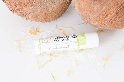 Calendula Skin Stick Organic Lotion Sticks Moisturizing Balm Ointment Salve Multipurpose Hand Cream Body Bar, 0.5 oz., Island Coconut (2 Tube Set)...