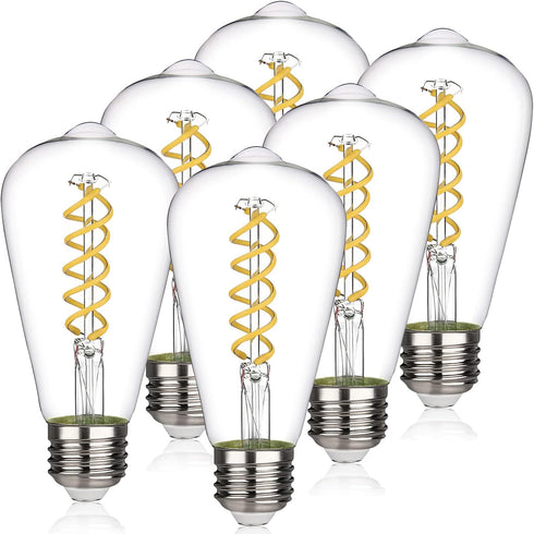 ST58 (ST19) Vintage Edison LED Bulb, Daylight White 4000K, Antique Flexible Spiral LED Filament Light Bulb, 600LM Dimmable, 6W Equivalent to 60W, ...