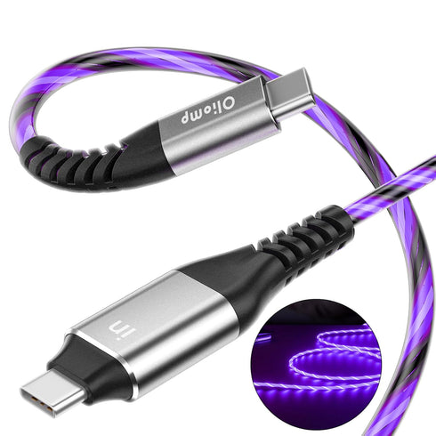 USB C to USB C Fast Charging Cable 6ft 60W 3A USB Type C Charger Led Light up Charger Compatible with Samsung Galaxy S23/S22/S21/S20 /S10/S9/S8/No...