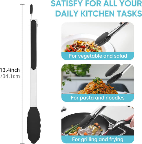 600? Heat Resistant Kitchen Tongs for Cooking with Silicone Tips,Maywe Tanso 12-Inch Stainless Steel Locking Cooking Tongs Food Tongs for BBQ,Cook...