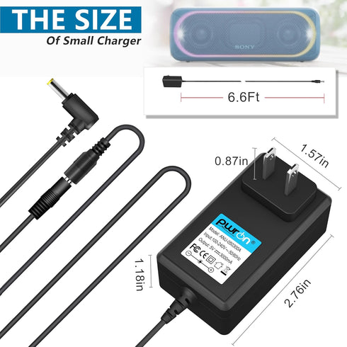PwrON 5V AC DC Adapter Replacement for Sony AC-E0530 SRS-XB30 SRS-XB41 RDP-M5iP RDP-M7iP SRS-A1 SRS-A212 SRS-A3 SRS-M50 SRS-M55 SRS-TD60 Bluetooth...