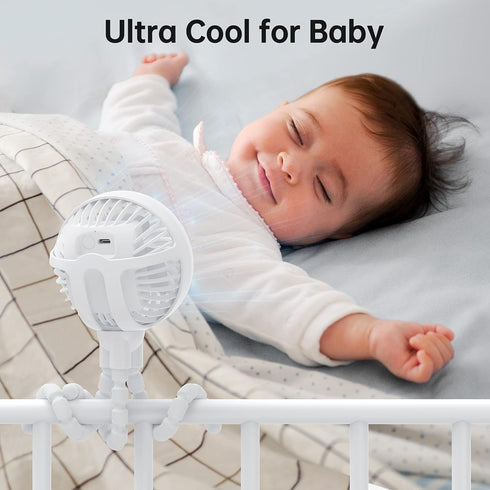 GUSGU Stroller Fan Clip on for Baby, Flexible Tripod & Rechargeable Battery, Small Personal Fan, Mini Portable Fan for Travel, Handheld, Car (Whit...