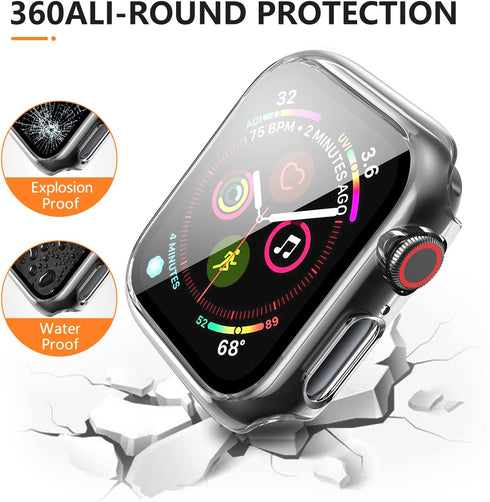 3 Pack Case for Apple Watch Series 3 38mm Hard PC Case with Tempered Glass Screen Protector Waterproof Anti-Scratch HD Ultra-Thin Full Protective ...