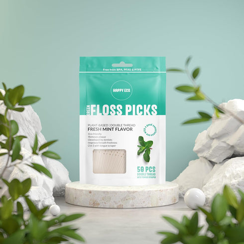 Natural Dental Floss Picks (200) - Vegan, Sustainable, Reusable Floss Sticks for Adults and Kids with Dental Pick - Plaque Remover for Teeth Clean...