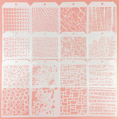 Mixed Media Art Stencils, 12 Pcs Abstract Stencils Crackle Marble Splatter Grain Bubble Background Texture Stencils for Airbrush Painting Card Mak...