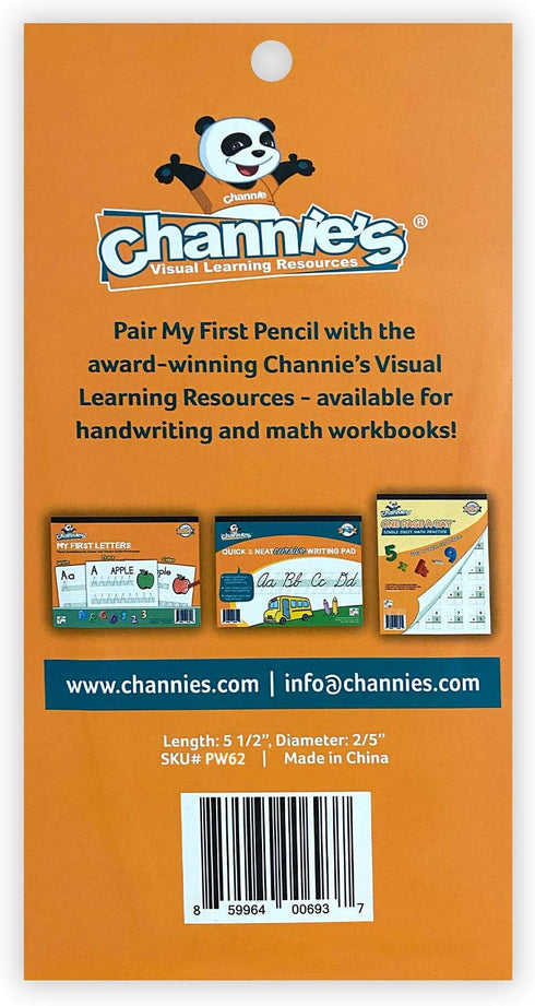 Channie's My First Pencil, Easy-to-Hold Presharpened Jumbo Pencils for Preschoolers, Kindergarteners & 1st Graders, White Wooden 2B Fat Pencils fo...