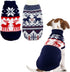 Vehomy 2Pcs Pet Puppy Christmas Sweaters Cat Sweater Kitten Knitwear Dog Xmas Clothes Navy Blue and Christmas White Sweaters with Reindeers Snowfl...
