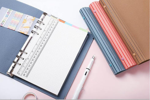 A5 PU Leather Binder Cover Standard 6 Holes Refillable Notebook Cover Round Ring Professional Loose Leaf Organizer Planner Cover...