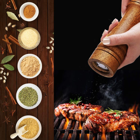 Gulex® Wood Pepper Grinder Pepper Mill,Adjustable Coarseness 8 Inch Wooden Peppermill, Ceramic Grinding Mechanism Salt Mill Refillable (1 pack)...