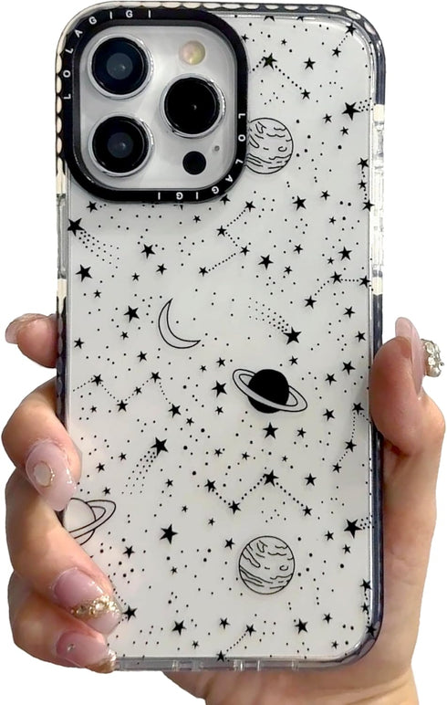 Case for iPhone 14 Plus, Cute Stars Cosmic Asteroid Moon Print Kawaii Design Girly Aesthetic Cartoon Pattern for Women Girls Teens Soft TPU Case,6...