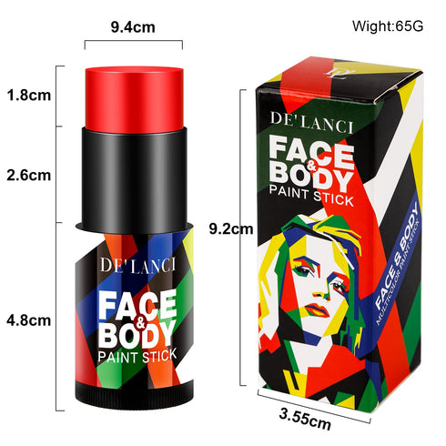 Red Face Body Paint Stick for Clown Zombie Halloween Makeup, DE’LANCI Cream Blendable Face Painting Sticks, SFX Special Effects Joker Santa Claus ...