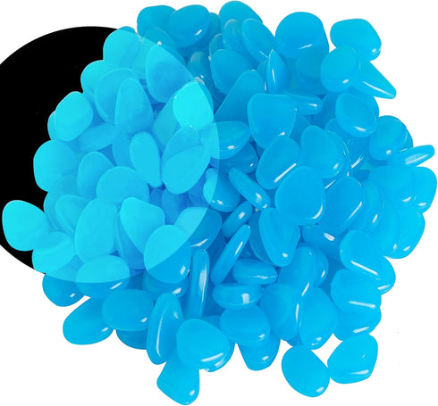 150 PCS Luminous Stones - Blue Glow Rocks Decorations DIY Decorative Pebbles for Aquarium Fish Tank Sidewalk Garden Path Patio Terrace Lawn Yard O...