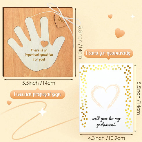 2 Pcs Will You Be My Godparent Gifts Godparent Proposal Gift Set with Palm Design Includes Wood Godparent Proposal Puzzle and Asking Card for Bapt...