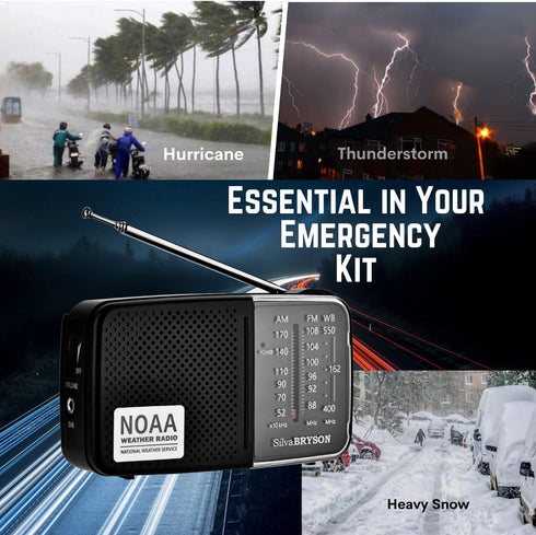 NOAA Weather Radio SilvaBRYSON, Emergency AM/FM Battery Operated Handheld Radio with Speaker and Best Reception for Hurricane, Home, Running. Conv...