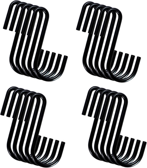 YourGift 20 Pack 4 Inch Heavy Duty S Hooks Black S Shaped Hooks Hanging Hangers Hooks for Kitchen, Bathroom, Bedroom and Office: Pan, Pot, Coat, B...