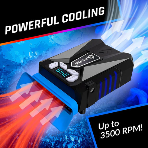 KLIM Cool Laptop Cooler with Vacuum Fan - New Version 2024 - Gaming Laptop Fan with Display - Temperature Detection + Automatic/Manual Mode - Port...