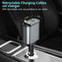 Retractable Car Charger, 4 in1 Fast Car Phone Charger 120W, 2.7Ft Retractable Cables and 4 Electronic Ports, Car Charger Compatible for iOS & Andr...