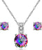 Uloveido 10mm Simulated Mystic Topaz Rainbow Heart Cubic Zirconia Solitaire Pendant Necklace Platinum Plated Y891...