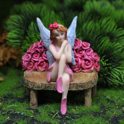 Fairy Garden Accessories - Mini Fairy Figurines with Flower Chair, Fairy Toys Gifts for Girls, Fairies Miniatures for Fairy Garden Decor, Fairy Bi...