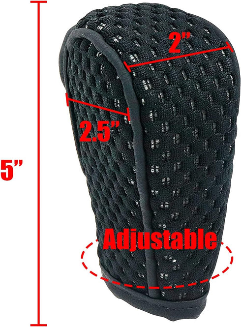 Automatic Transmission Shift Knob Cover Mesh Fabric Thickened Hook and Loop Tapes Type Protective Cover (Black)...
