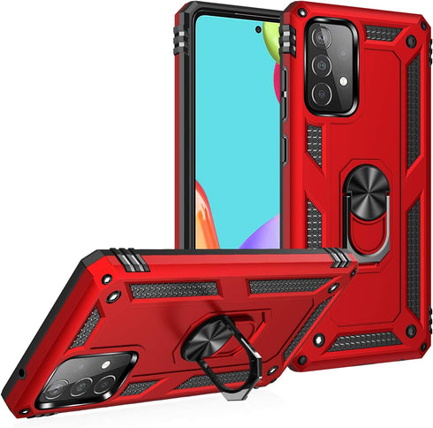 Military Grade Drop Impact for Samsung Galaxy A52 5G Case 360 Metal Rotating Ring Kickstand Holder Armor Heavy Duty Shockproof Case for Galaxy A52...
