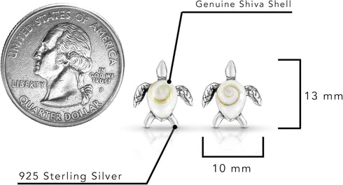 AeraVida Nautical Mother Earth Sea Turtle Shiva Swirl Shell .925 Sterling Silver Post Earrings | Casual Sterling Silver Post Earring for Women | J...