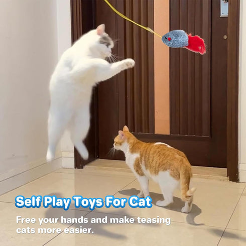 Cat Toys Hanging Mouse, Vivid Chirping, Cat Catching Mouse Toy, Interactive Cat Mice Toys for Indoor Cats Kittens Self Play Chase Exercise, Set G...