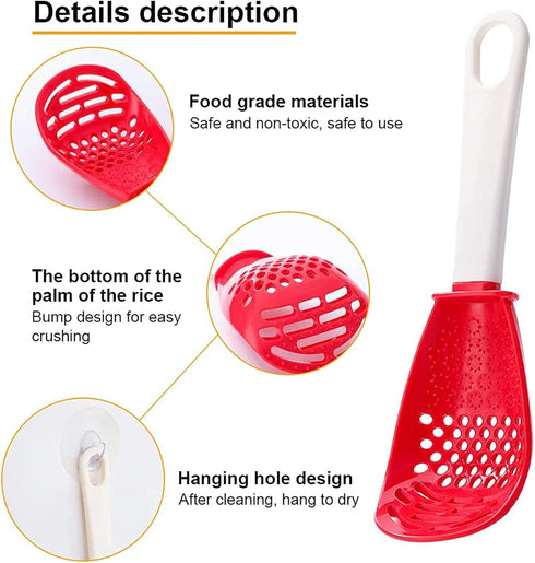 6in1 Multifunctional Kitchen Cooking Spoon- Kitchen Gadgets Strainers for egg yolk Separator- Grater Masher- Colander Skimmer Scoop- for Mashing, ...