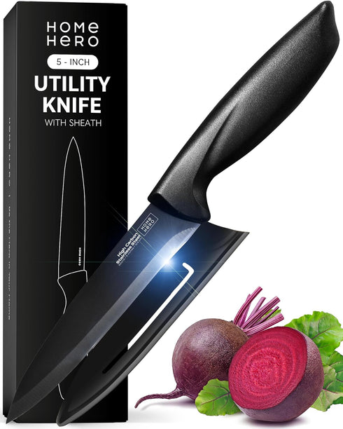 Home Hero 2 Pcs Vegetable Knife with Sheath - High Carbon Stainless Steel Chopping Knife with Ergonomic Handle - Razor-Sharp Multi-Purpose Kitchen...