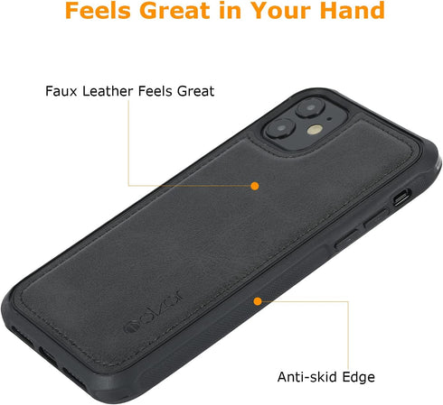 molzar MAG Series for iPhone 11 Case, Built-in Metal Plate for Magnetic Mount, Works with Qi-Certified Chargers, Compatible with iPhone 11, Black...