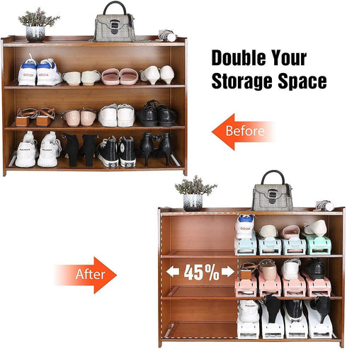 YIHATA Shoe Slots Organizer, Adjustable Shoe Stacker Storage Space Saver, Double Deck Shoe Rack Holder for Closet Organization, Thickening Quality...