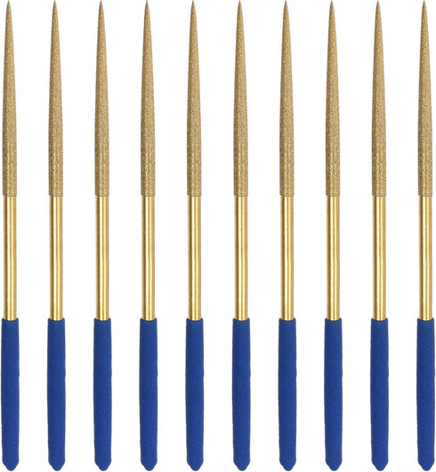 uxcell Diamond Needle File Set 3mm x 140mm, Round Files Titanium Coated Tools for Metal Wood Stone Glass, 10pcs...