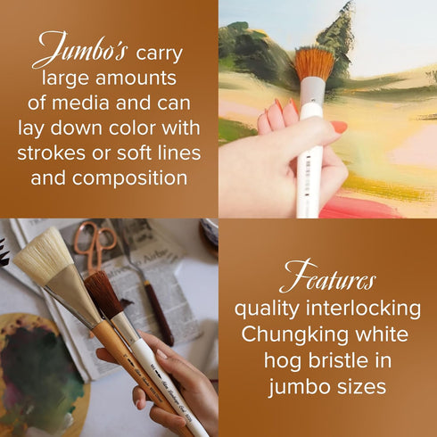 Silver Brush Limited 8036XLG Silver Jumbo Landscape Oval Brush, Large Murals, Easel Painters and Furniture, Size Extra Large, Short Handle...