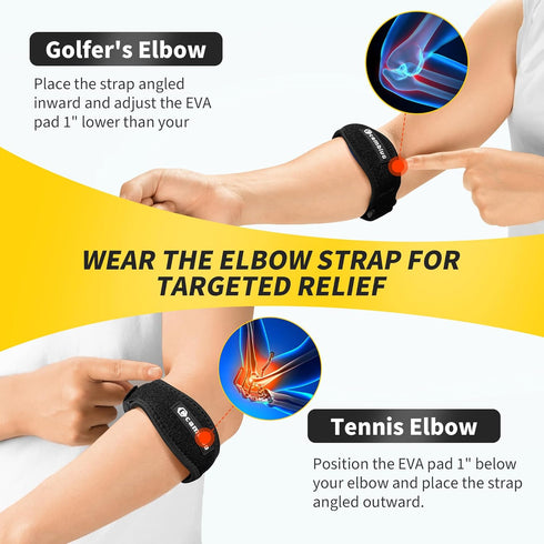 CAMBIVO 2 Pack Tennis Elbow Brace for Men & Women, Elbow Pain Relief for Tendonitis, Tennis & Golfer's Elbow, Adjustable Elbow Strap with Compress...