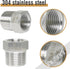 stainless steel reducer Hex bushing, 3/8 male to 1/4 female NPT thread reducing adapter for water line gas oil air hose fuel hydraulic pipe fittin...