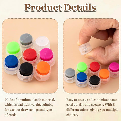 HINZIC 80Pcs Plastic Cord Locks Double Hole Lanyard String Cord Clips Round Ball Shape Fastener Slider Toggles Stoppers Clip Spring Cord Lock End ...