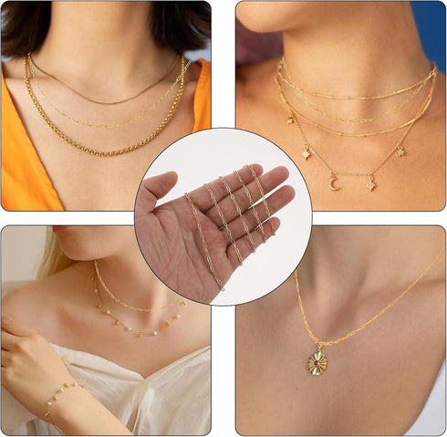 Chain for Permanent Jewelry, Necklace Chains for Jewelry Making 16.4 Feet Gold Stainless Steel Paperclip Chains Permanent Jewelry Starter Kit Jewe...