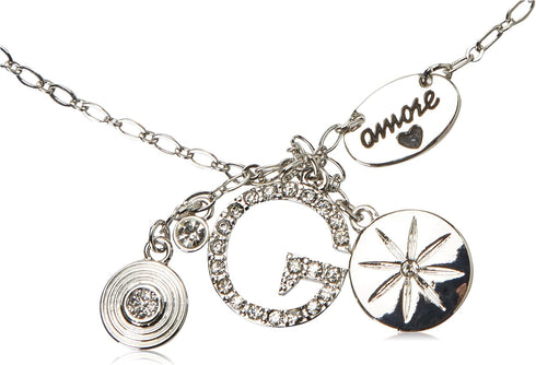 GUESS "Basic" Silver Pave G Linear Y-Shaped Necklace, 16" + 2" Extender...