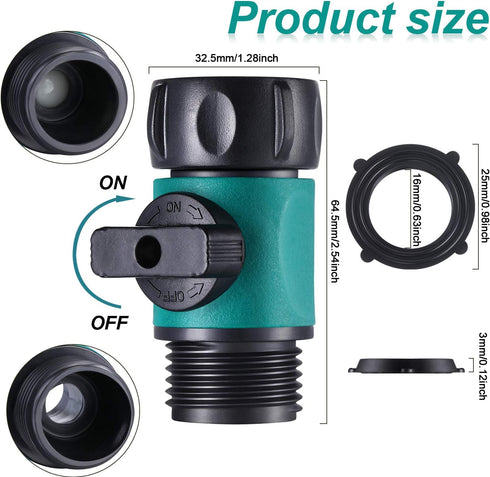 Garden Hose Shut off Valve Plastic Connect Water Hose Turn off Valve Garden Hose Connector Set with 6 Piece Anti Leak Valve Standard 3/4 Inch Thre...