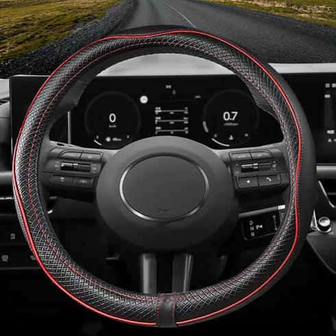 Car Steering Wheel Cover for Hyundai, Compatible with Ioniq, Elantra, Kona,Palisade, Santa Fe,Santa Cruz, Sonata, Tucson,Premium Leather, Sporty D...